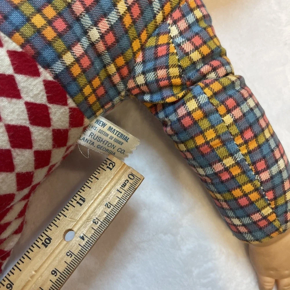 Vintage Large Plush‎ Doll Boy Red Hair Plaid Shirt Red & White Check Pants Rare